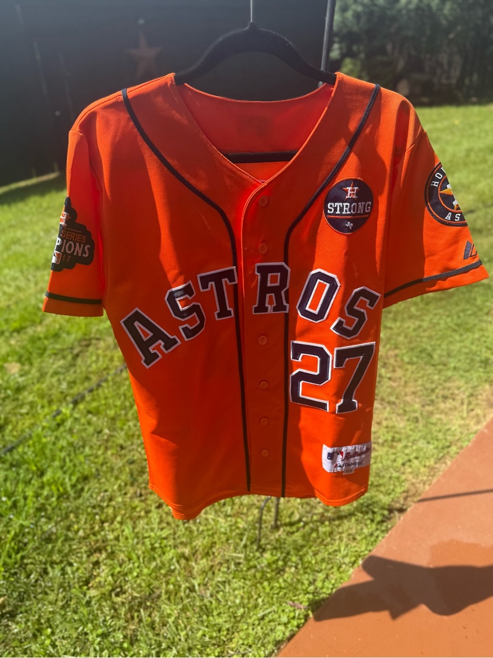 Majestic Jose Altuve #27 Houston Astros 2017 World Series Adult Small Jersey
